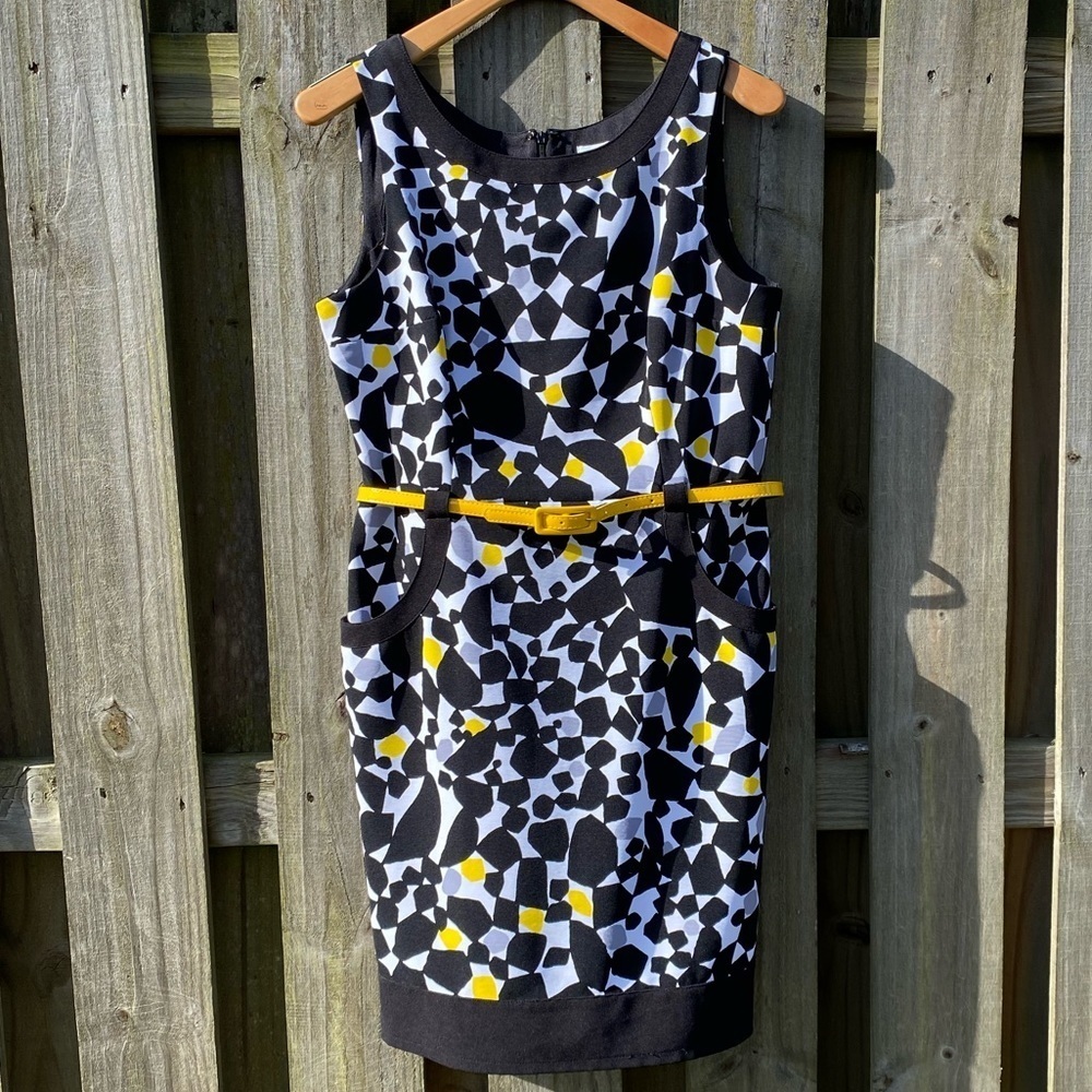 NY&Co Women's Sleeveless Geometric Dress 🖤💛🤍